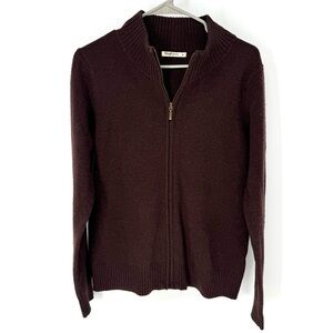 WoolOver 100% lambwool chocolate brown cosycore sweater Cardigan medium